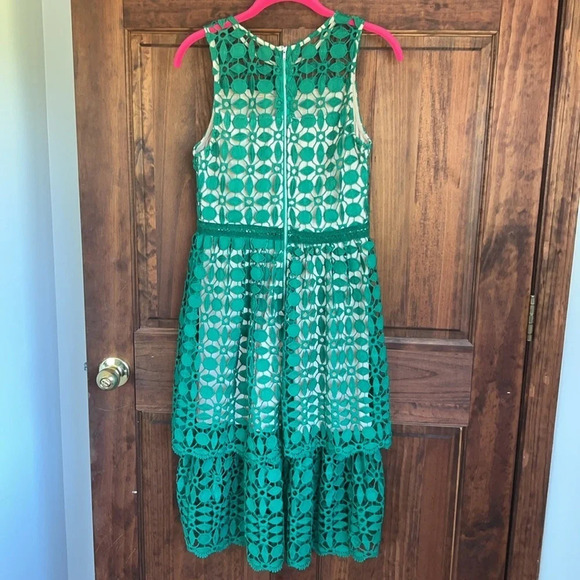 Ryan Michelle Dress Green Floral Lace - Picture 3 of 13